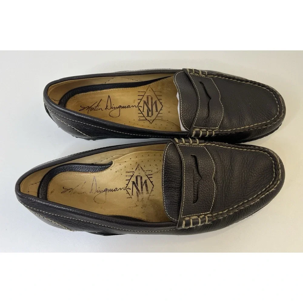 9 1/2 M Martin Dingman Driver Loafer Moccasin Bill Leather Penny Loafer Brazil
